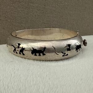 925 Mexico Sterling Silver Shadowbox Storyteller Clamper Bracelet